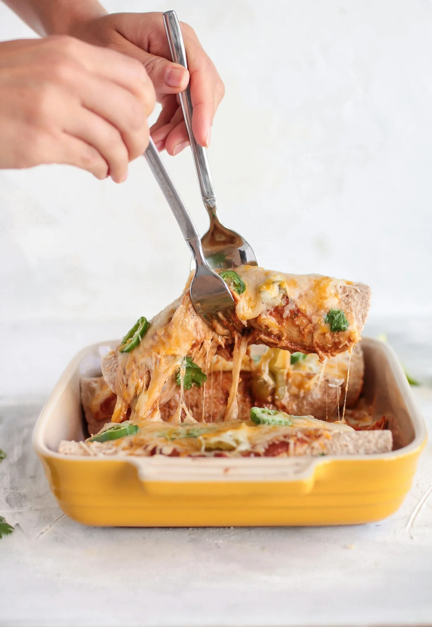 Creamy White Chicken Sour Cream Enchiladas