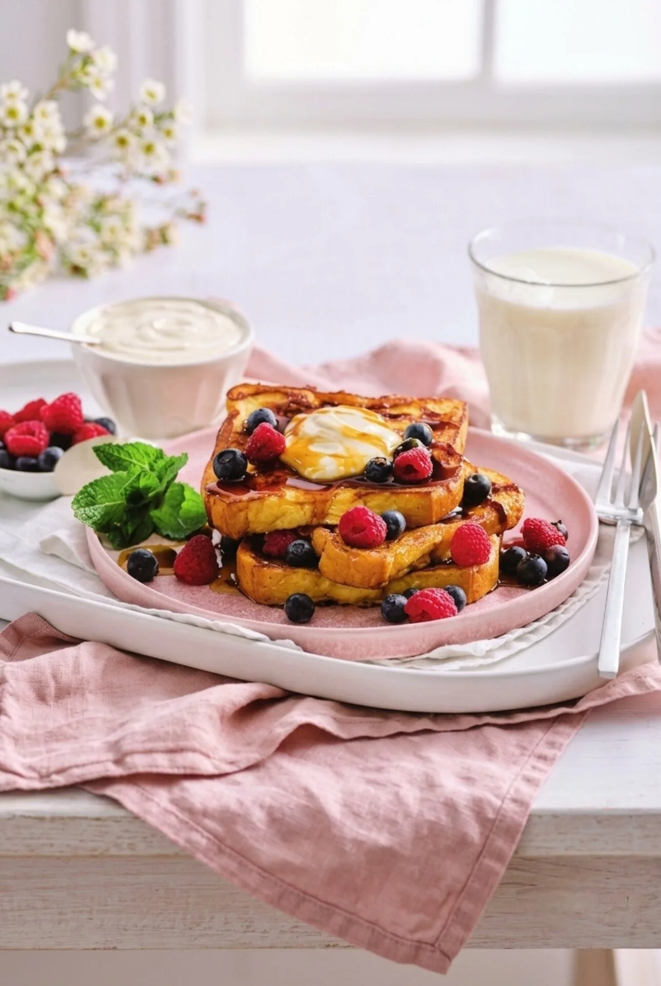 Custard-Soaked Brioche French Toast with Cinnamon Maple Syrup