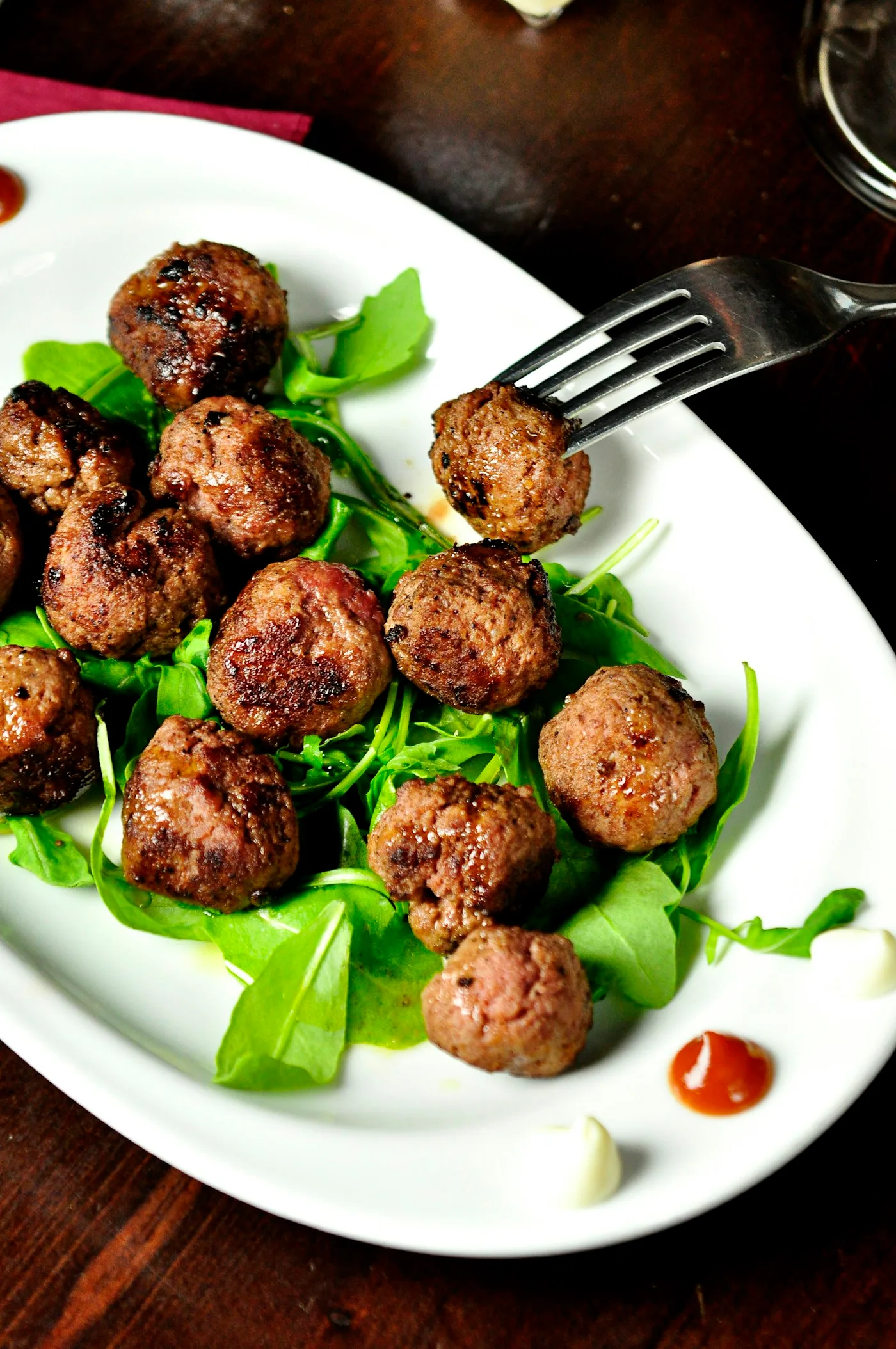 Sticky Sweet Honey Sriracha Cocktail Meatballs